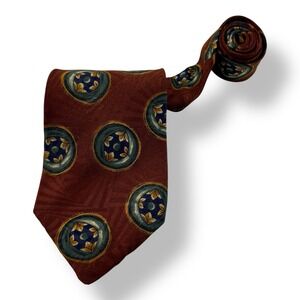 Pattinni Uomo USA 100% Silk Tie Bronze Abstract Circle Design Size 3.75"x58"